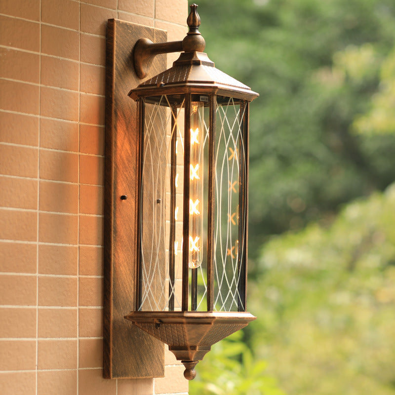 Traditional Vintage Transparent Cage Waterproof  1-Light Wall Sconce Lamp For Outdoor