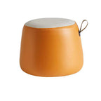 Puf Cilíndrico de Tela Elegante y Moderno – Taburete Bajo para Sala de Estar