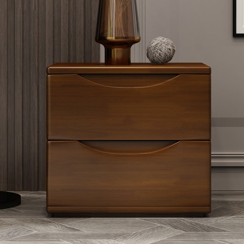 Mesita de noche japonesa tradicional rectangular de madera de caucho y metal con 2/3 cajones para cabecera