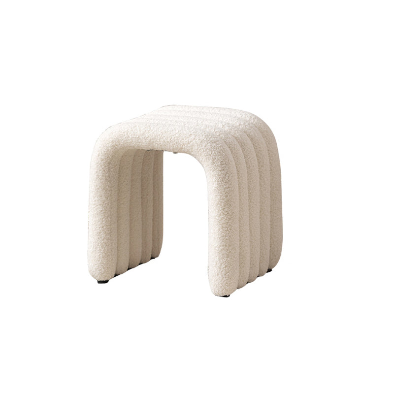 Taburete contemporáneo estilo nórdico para tocador en tejido sherpa con estructura de acero al carbono - Sin respaldo, listo para el dormitorio