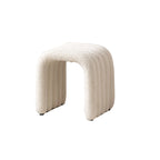 Taburete contemporáneo estilo nórdico para tocador en tejido sherpa con estructura de acero al carbono - Sin respaldo, listo para el dormitorio
