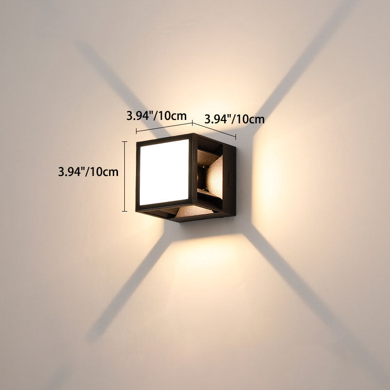 Lámpara de pared LED cuadrada de aluminio con franjas, estilo moderno y minimalista, para jardín
