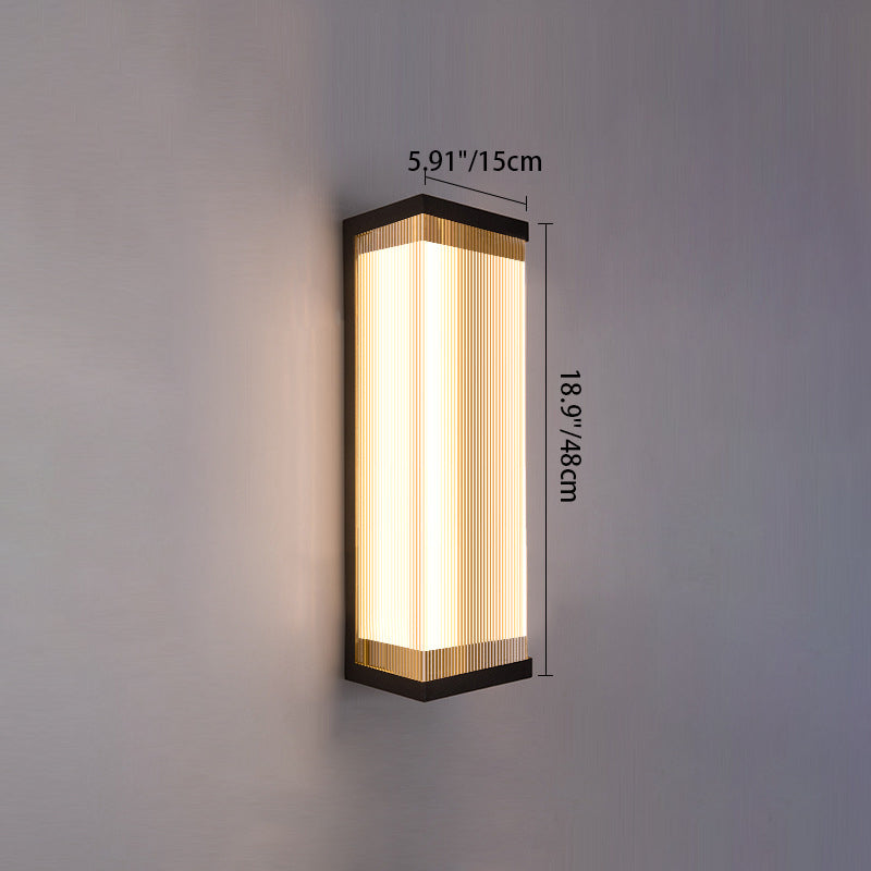Modern Fluted Acrylic LED Outdoor Wall Sconce Waterproof Tall Exterior Light Fixture for Front Porch and Patio