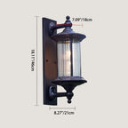 Lámpara de pared de 1 luz cilíndrica de vidrio y aluminio impermeable, estilo retro contemporáneo para jardín