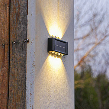 Lámpara de pared LED rectangular, impermeable, solar, de ABS y PVC, de diseño moderno y simple, para patio exterior