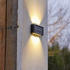 Lámpara de pared LED rectangular, impermeable, solar, de ABS y PVC, de diseño moderno y simple, para patio exterior