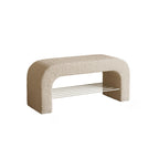 Modern Minimalist Long Rectangle Sherpa Fabric PU Leather Iron Storage Bench 1-Shelf For Entryways