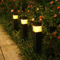 Modern Louvered Solar Pathway Lights Waterproof LED Outdoor Bollard Landscape Lighting for Garden and Driveway