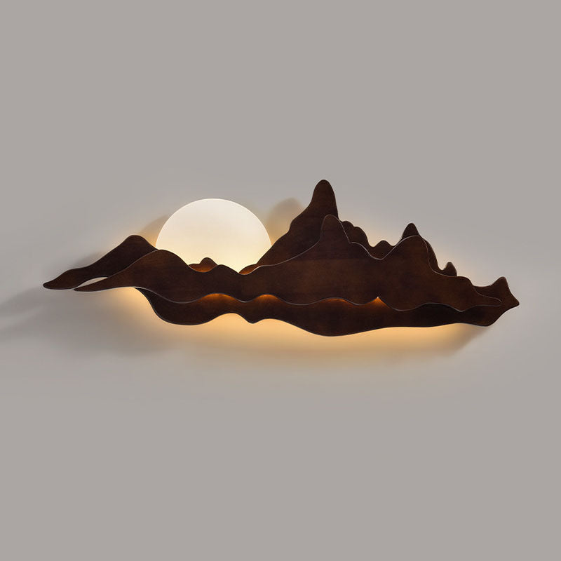 Lámpara de pared LED china tradicional de madera para sala de estar con diseño de paisaje
