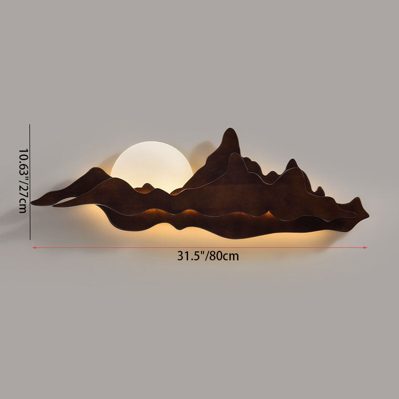 Lámpara de pared LED china tradicional de madera para sala de estar con diseño de paisaje