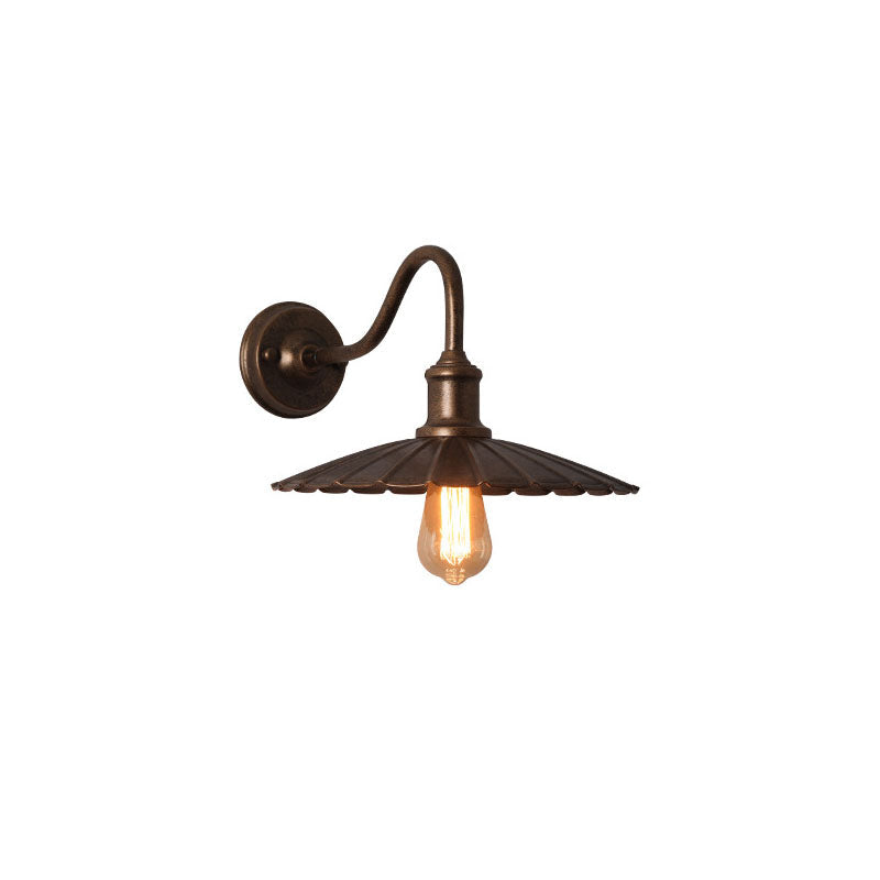 Lámpara de pared moderna minimalista, impermeable, redonda, plisada, con pétalos, de hierro, de 1 luz, para patio exterior