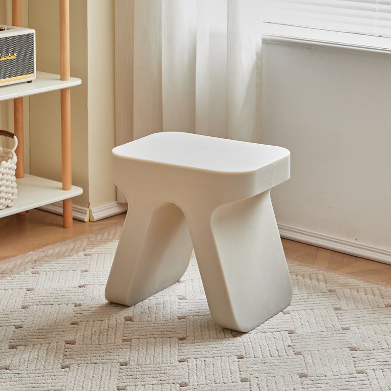 Sleek Modern Minimalist Rectangular Low Stool in PE Plastic for Living Room