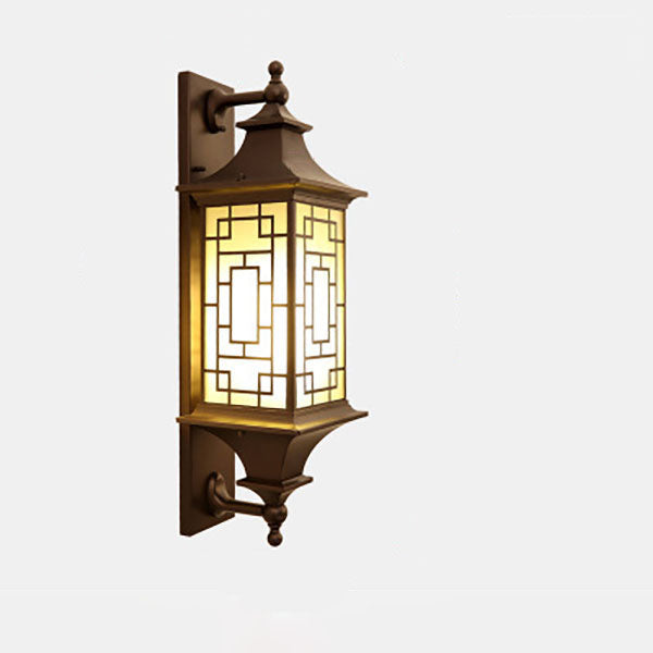 Aplique de pared para exteriores de 1 luz, resistente al agua, con jaula de linterna cuadrada tradicional china para patio exterior