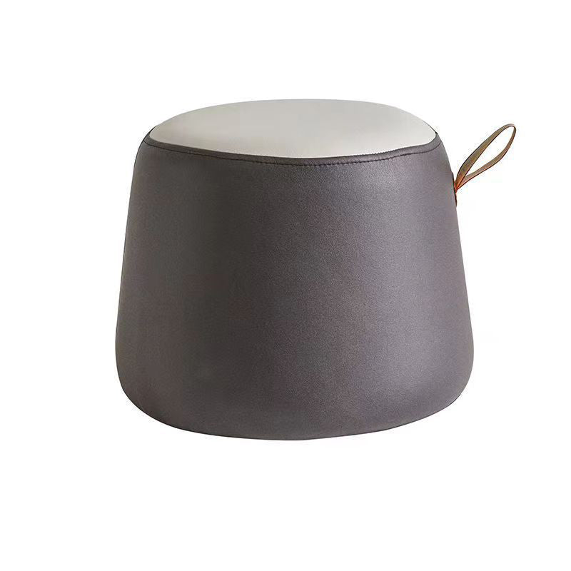 Puf Cilíndrico de Tela Elegante y Moderno – Taburete Bajo para Sala de Estar
