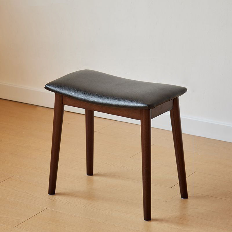 Taburete de tocador rectangular moderno minimalista de cuero sintético suave y madera para dormitorio
