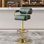 Contemporary Luxury Faux Leather Upholstered Height Adjustable Swivel Bar Stool Armrest Footrest For Dining Room