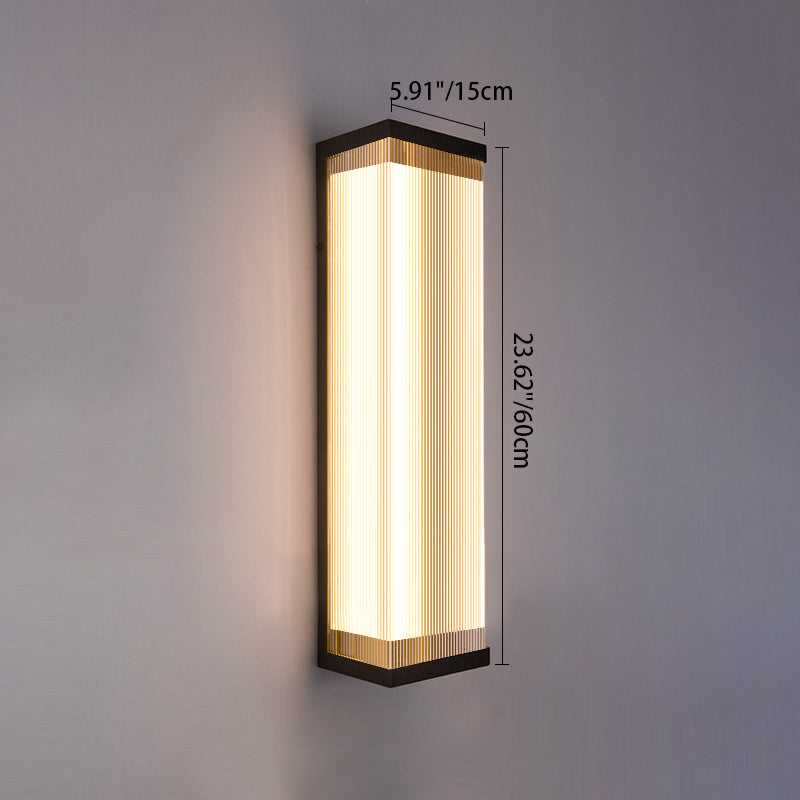 Modern Fluted Acrylic LED Outdoor Wall Sconce Waterproof Tall Exterior Light Fixture for Front Porch and Patio