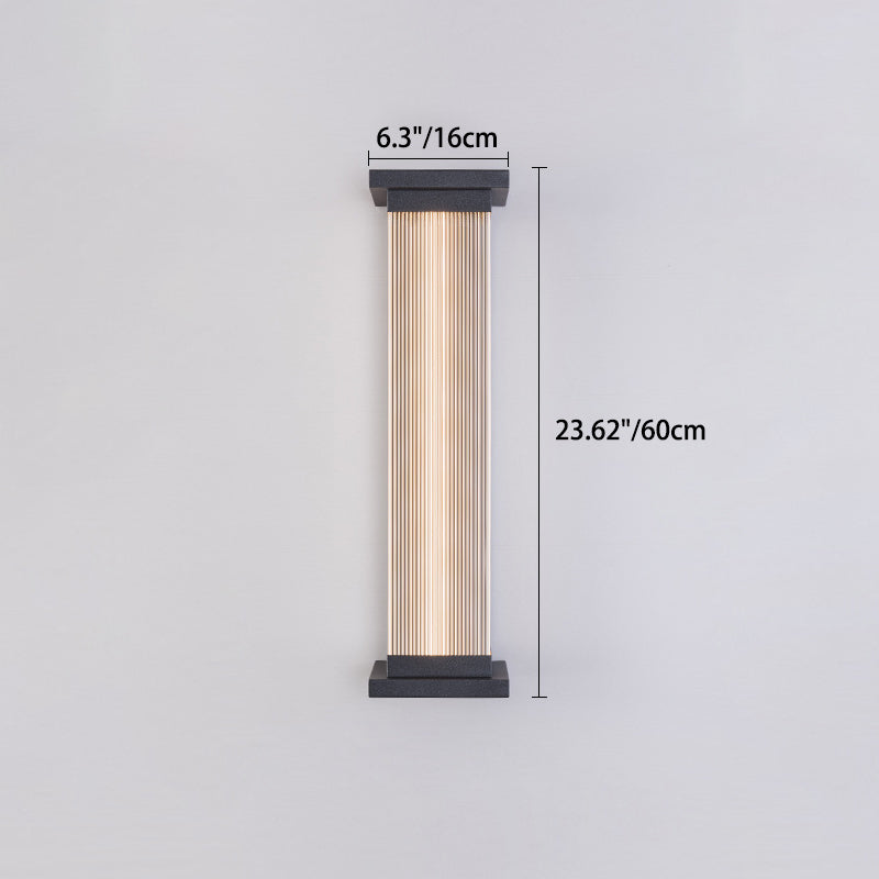Lámpara de pared moderna minimalista de acero inoxidable acrílico rectangular a rayas impermeable para patio exterior