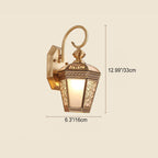 Lámpara de pared exterior europea moderna hexagonal de cobre y cristal impermeable de 1 luz