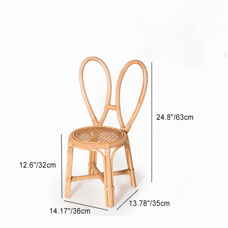 Puf redondo tradicional japonés de mimbre con respaldo – Silla ideal para niños en recibidores