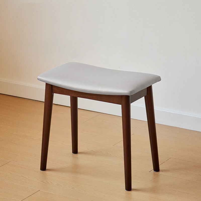 Taburete de tocador rectangular moderno minimalista de cuero sintético suave y madera para dormitorio
