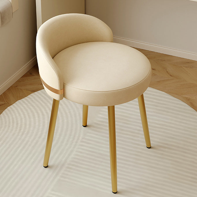 Contemporary Scandinavian Round Faux Nappa Leather Swivel Vanity Stool Low Back For Bedroom