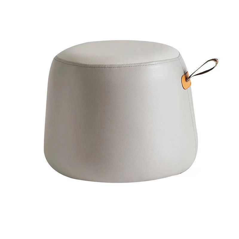 Puf Cilíndrico de Tela Elegante y Moderno – Taburete Bajo para Sala de Estar