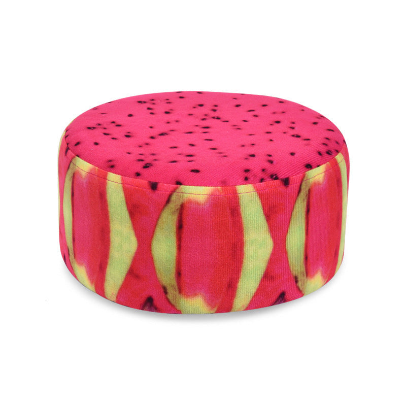 Modern Round Fabric Pouf with Creative Fruit Pattern – Kids Footstool for Living Room