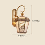 Lámpara de pared exterior europea moderna hexagonal de cobre y cristal impermeable de 1 luz