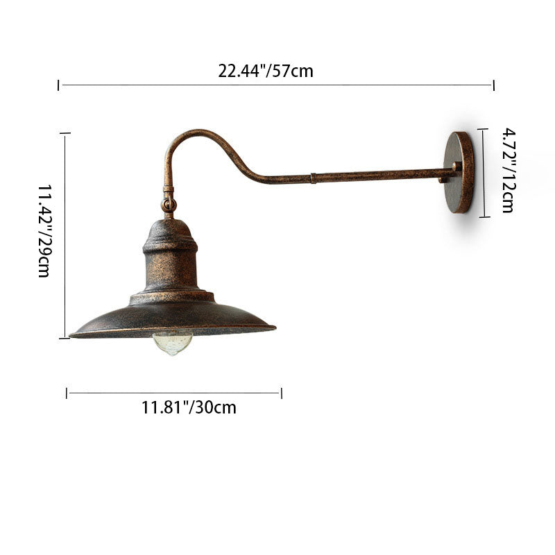 Traditional Vintage Horn Iron 1-Light Outdoor Wall Sconce Lamp For Entryway