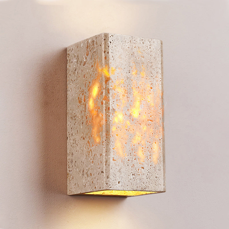Organic Modern Natural Travertine Wall Sconce Waterproof LED Up/Down Accent Light for Indoor and Outdoor Decor
