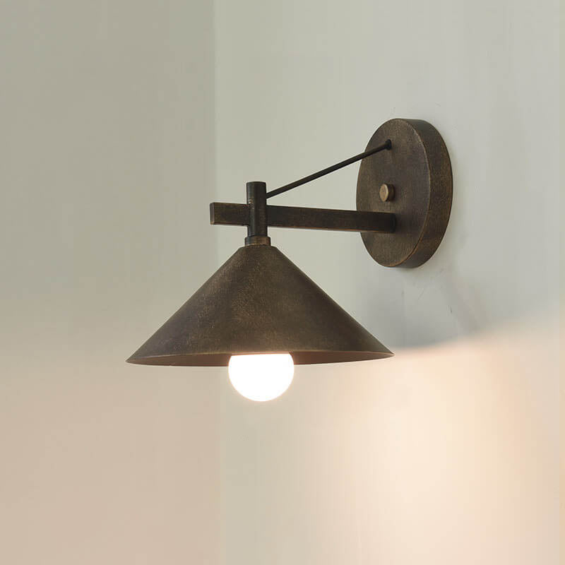 Contemporary Industrial Tapered Iron 1-Light Outdoor Wall Sconce Lamp For Outdoor Patio