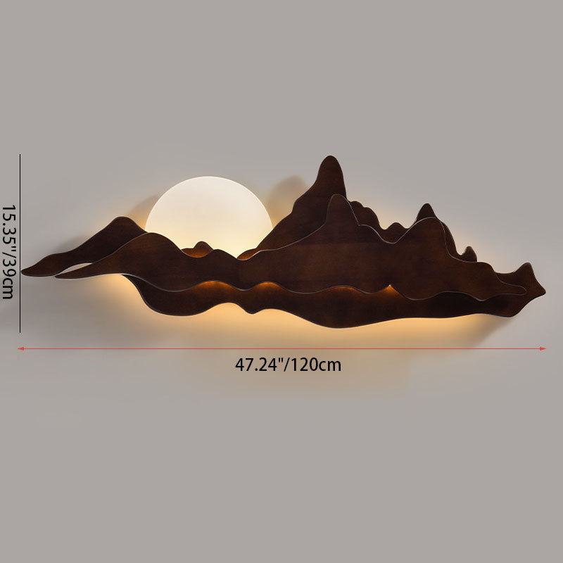 Lámpara de pared LED china tradicional de madera para sala de estar con diseño de paisaje