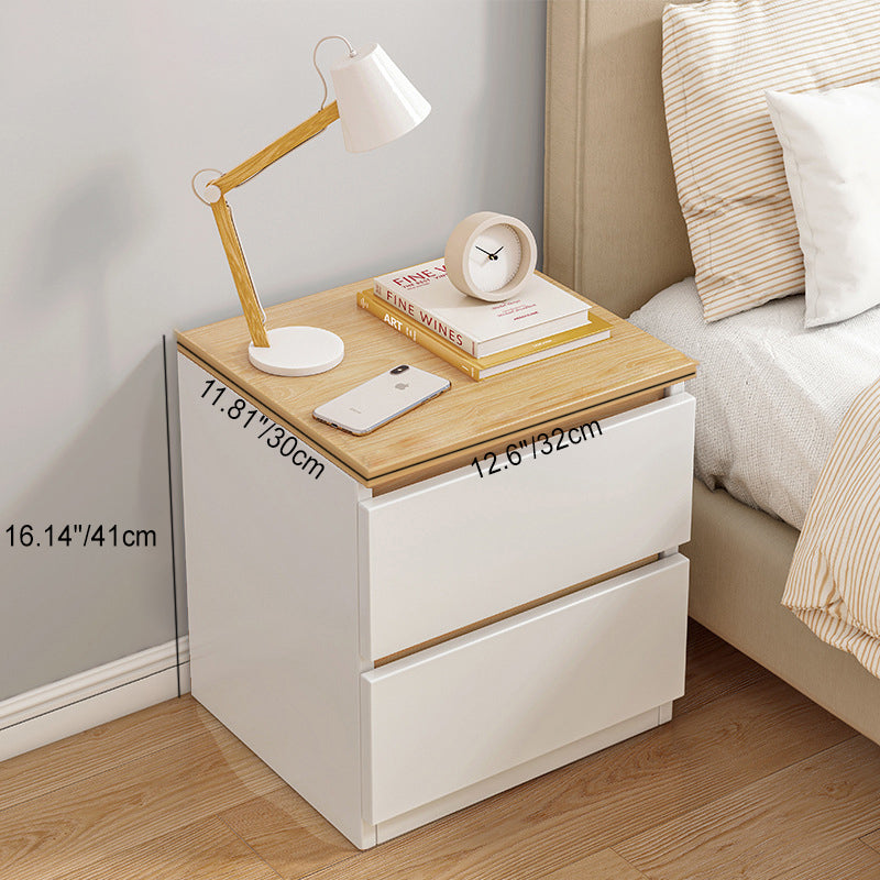 Mesita de noche rectangular minimalista moderna de MDF con 2/3 cajones para dormitorio