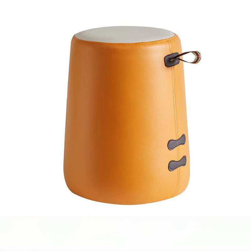 Sleek Contemporary Cylinder Fabric Pouf – Low-Profile Living Room Stool