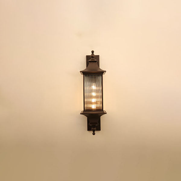 Traditional Chinese Square Lantern Cage Waterproof 1-Light Outdoor Wall Sconce Lamp For Outdoor Patio