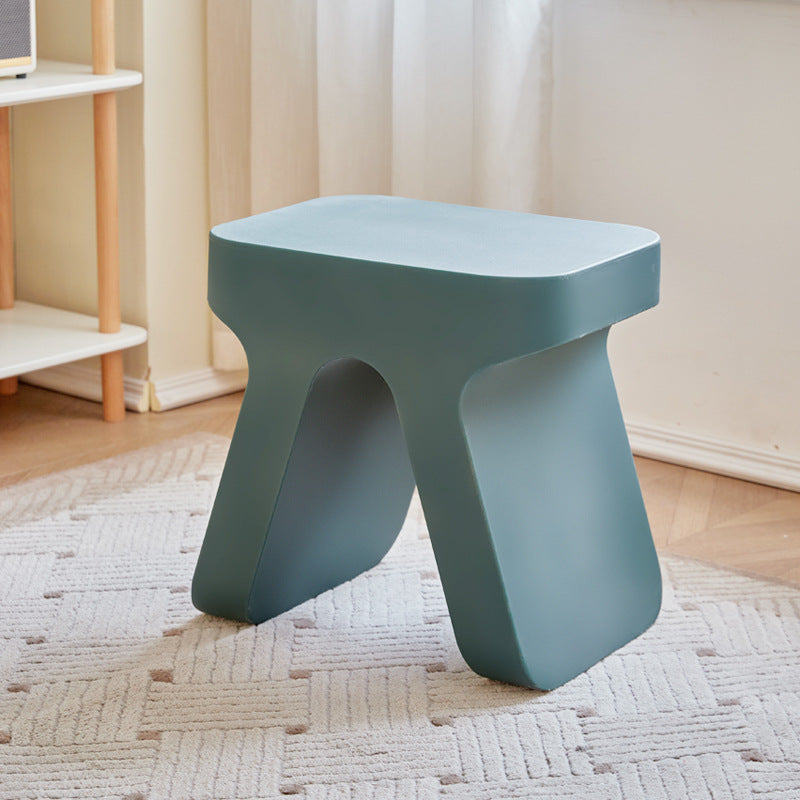 Sleek Modern Minimalist Rectangular Low Stool in PE Plastic for Living Room