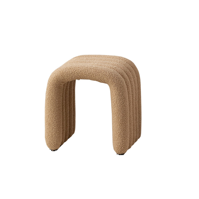 Contemporary Nordic Arch Vanity Stool in Sherpa Fabric with Carbon Steel Frame - Backless, Bedroom-Ready