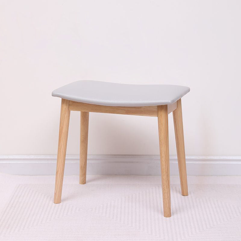Taburete de tocador rectangular moderno minimalista de cuero sintético suave y madera para dormitorio