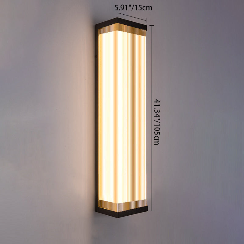Modern Fluted Acrylic LED Outdoor Wall Sconce Waterproof Tall Exterior Light Fixture for Front Porch and Patio