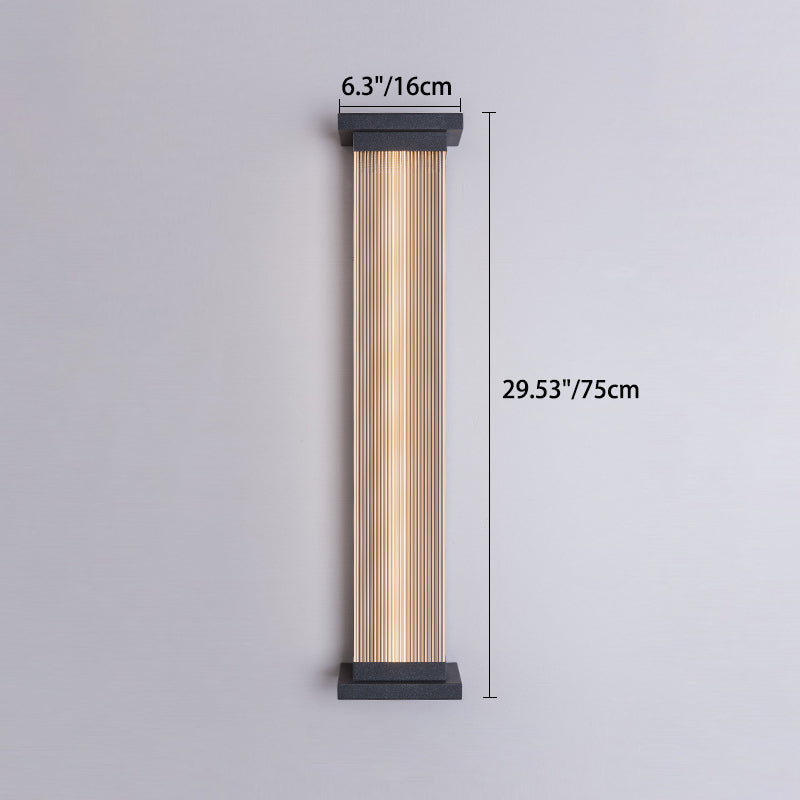 Lámpara de pared moderna minimalista de acero inoxidable acrílico rectangular a rayas impermeable para patio exterior
