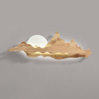 Lámpara de pared LED china tradicional de madera para sala de estar con diseño de paisaje
