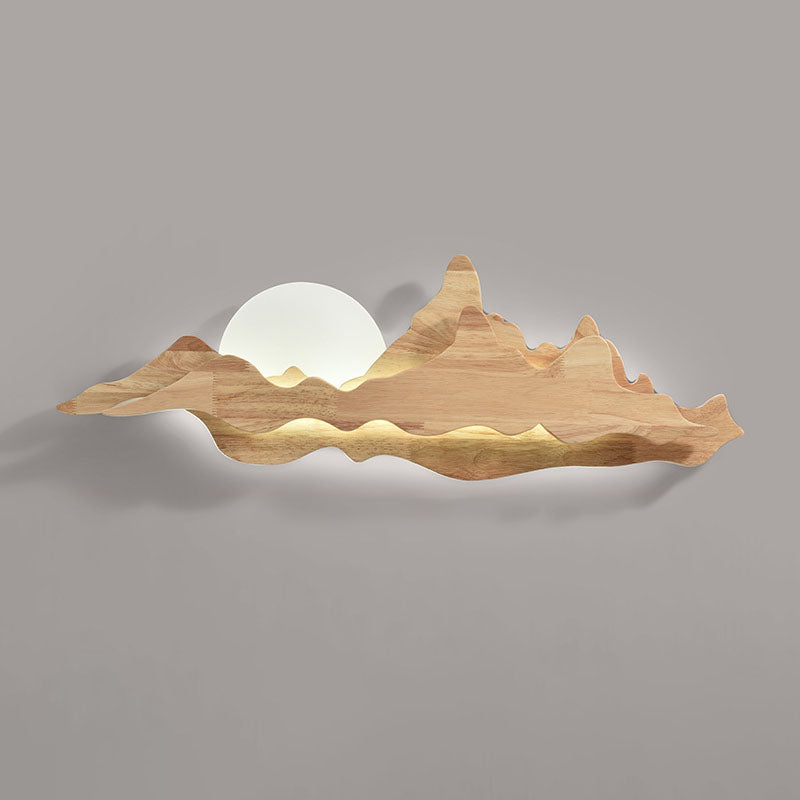 Lámpara de pared LED china tradicional de madera para sala de estar con diseño de paisaje