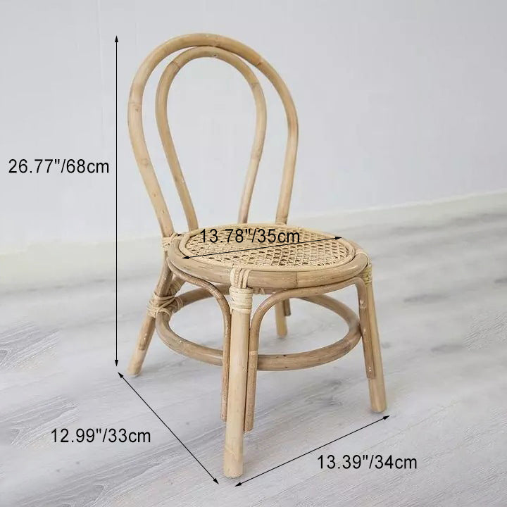 Puf redondo tradicional japonés de mimbre con respaldo – Silla ideal para niños en recibidores