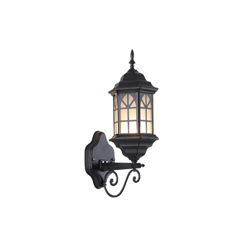 Lámpara de pared cilíndrica de aluminio y cristal solar retro contemporánea, impermeable, de 1 luz, para patio exterior