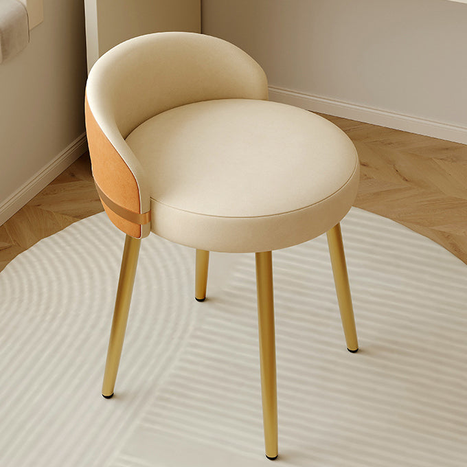Contemporary Scandinavian Round Faux Nappa Leather Swivel Vanity Stool Low Back For Bedroom