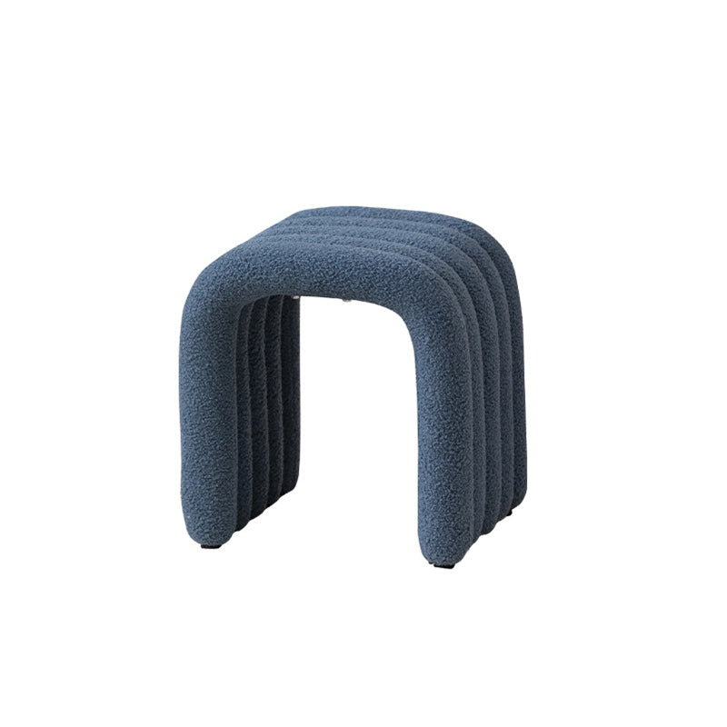 Contemporary Nordic Arch Vanity Stool in Sherpa Fabric with Carbon Steel Frame - Backless, Bedroom-Ready