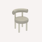 Contemporary Nordic Round Faux Leather Vanity Stool with Iron Frame and Arc Back for Bedroom