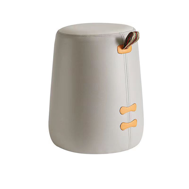 Sleek Contemporary Cylinder Fabric Pouf – Low-Profile Living Room Stool