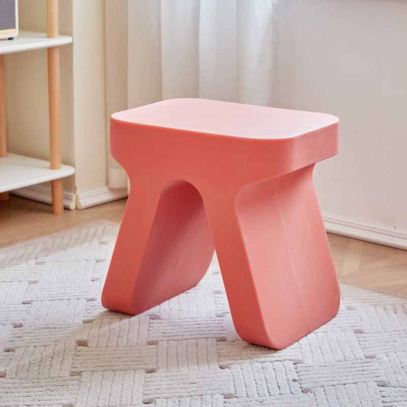 Sleek Modern Minimalist Rectangular Low Stool in PE Plastic for Living Room